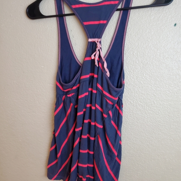 Free People Sleeveless Striped Pink Lace up Top - Picture 4 of 4